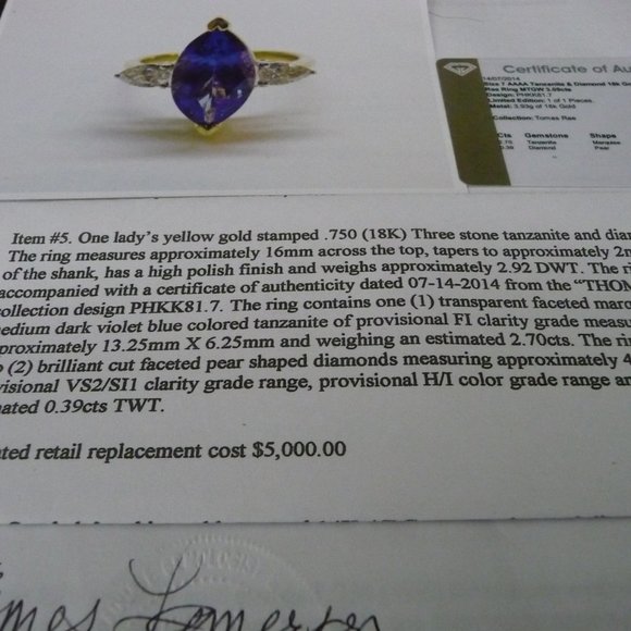 GORGEOUS 3.09ct Tanzanite & diamond ring - Picture 6 of 7